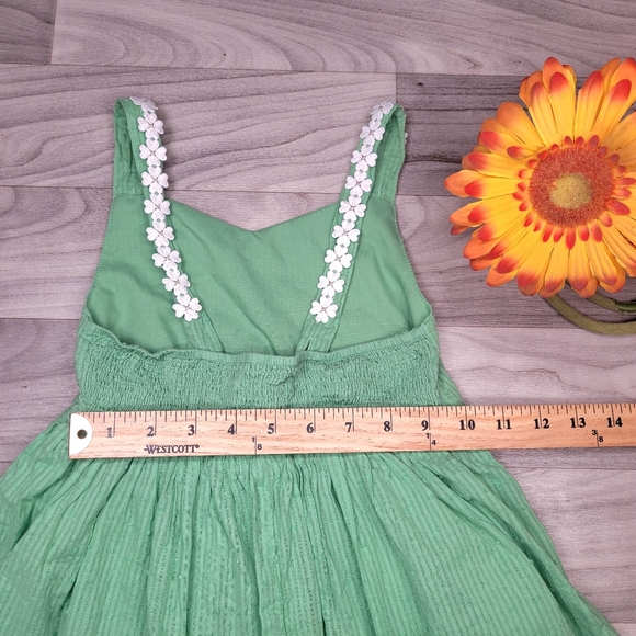 Cynthia Rowley Girls Dress Size 6 Green Lined Applique Flowers - Picture 3 of 10